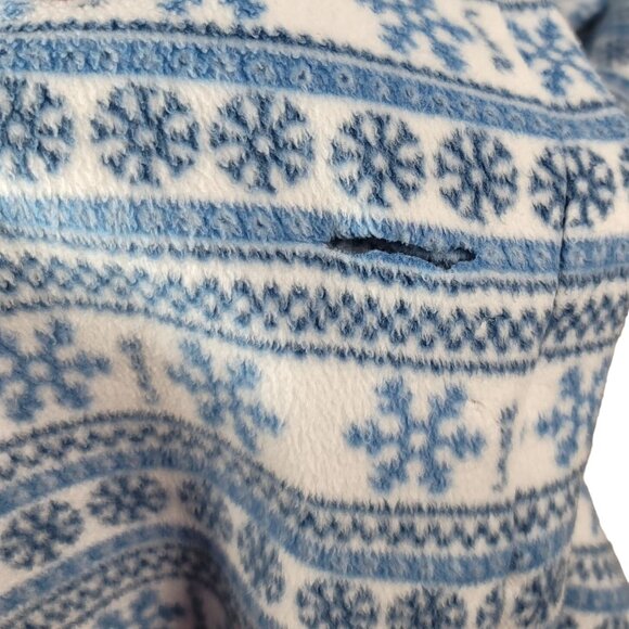 Lanz of Salzburg Fleece Robe Nightgown Blue Medium Pockets Snowflake Modest READ - Picture 9 of 10